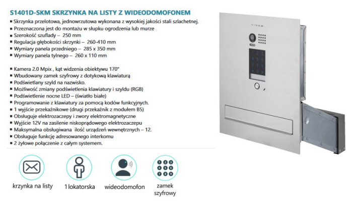 S1401D-SKM Skrzynka na listy z wideodomofonem